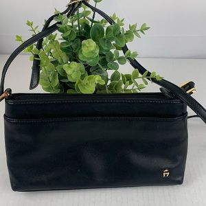 Etienne Aigner genuine leather black crossbody/shoulder bag